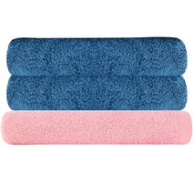 송월타월 30수 170g 코마사 호텔타월 2p + 모던바스타월 분홍, 파랑, 1세트
