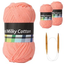 브랜드얀 밀키코튼 별무늬 목도리 DIY 뜨개실 3p + 고급 흑대바늘 3.5mm, 46번 피치, 1세트