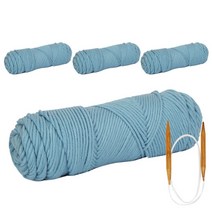 체스코튼목도리DIY 코튼롤 + 고급흑대바늘4.5mm, 1세트, 51 인디고