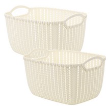 리버그린 짜임 다용도 바구니정리함 L 화이트, 2개입