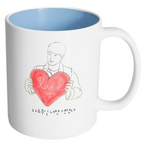 핸드팩토리 하트쿠션남자 하루종일 너만 생각나 머그컵, 내부 파스텔 블루, 1개