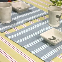 레브라이프 린넨워싱 스트라이프 키친크로스 S, 그레이바탕 화이트 + 블루 스트라이프, 1개