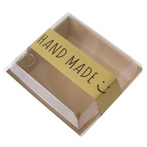 황씨네도시락 크라프트 정사각 샌드위치 일회용도시락 용기 11p + 뚜껑 11p + 크라프트 띠지 11p, 1세트
