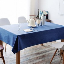 마켓감성 북유럽 방수 식탁보 2인용, 블루, 110 x 110 cm