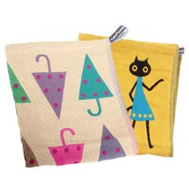 퓨어선데이 순면 3중 삼각우산 거즈행주 2p 세트, 삼각우산, 고양이, 2개