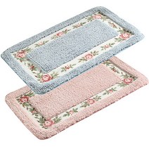 마켓감성 러블리 장미 주방 발매트 2p, 블루, 핑크