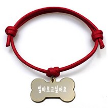 펫츠룩 굿모닝 레드 반려동물 목걸이 M + 메탈 뼈다귀 팬던트 M, 골드(엄마보고싶어요), 1개