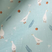 르우 패브릭 원단 소풍 가는 오리, 민트