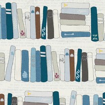 코하스아이디 윈드햄 코튼 리터러리 온더쉘프 패브릭원단, 아이보리 + 멀티