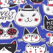 COSMO 코튼린넨 쿨캣 익스프레션 패브릭원단, 블루