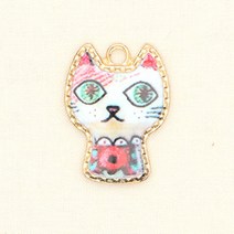 해피베어스 유니크컬러 금장 고양이 참장식, 혼합 색상, 3개입
