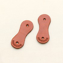 해피베어스 피넛 핸드메이드 가죽 라벨, 레드브라운, 8개입