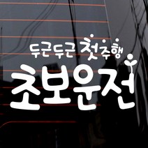 제제데코 자동차 스티커 문구 첫주행 초보운전, 화이트, 1개