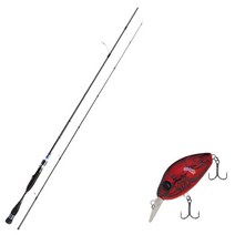 아오맥스 네오블랙 스피닝 타입 루어 낚싯대 S-662ML + 다미끼 디씨-200 하드 베이트 루어 55mm 307D RED CRAW, 1세트