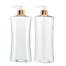 병도매닷컴 AA500 투명 주방 디스펜서 범프 골드마개 공병, 500ml, 2개입