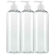 병도매닷컴 AT500 투명 28 디스펜서 흰색 마개 공병, 500ml, 3개입