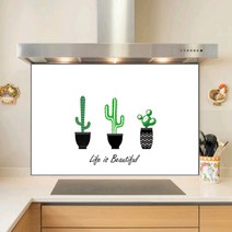 키센 주방아트보드 꽃보다 선인장 895 x 530 mm, 화이트, 1개