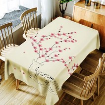 스토어33 자연 일러스트 방수 식탁보, K, 140 x 140 cm