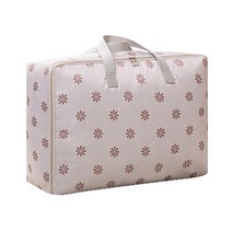 마켓감성 방수 코튼 이불보관함 가방 M, 회색꽃, 1개