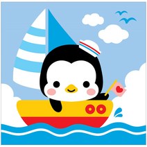 아이러브페인팅 바다 DIY 명화그리기 20 x 20 cm, 배타는펭귄