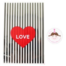 황씨네도시락 하트 쿠키포장 봉투 블랙 96p + 고깔 걸 스티커 96p, 1세트