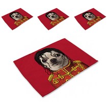 스윗리빙 애니멀스타 패밀리 린넨 테이블 매트 4p, 17, 42 x 32 cm