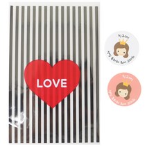 황씨네도시락 쿠키포장 하트봉투 블랙 100p + 스티커 뉴왕관걸 100p, 1세트