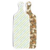 로엠디자인 양면 디자인 서빙 도마 보드 토색플라워, 청백색사선, 1개