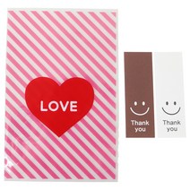 황씨네도시락 하트봉투 핑크 50p + 스티커 스마일 직사각 50p, 1세트