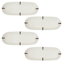 디어리빙 심플브라운 긴사각접시 사선라인, 4개입, 단품