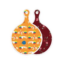 로엠디자인 양면 원형 서빙도마 보드 토끼, 2장미적색, 1개