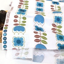 패브릭아트 순면 플라워패턴 원단 30수 잇츠튤립, 블루