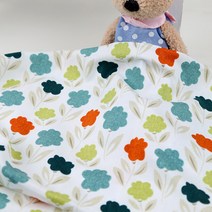 패브릭아트 순면 플라워패턴 원단 30수 릴리플라워, 그린