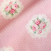 르우홈 패브릭 원단 린넨코튼쉐비로즈라벨, 핑크