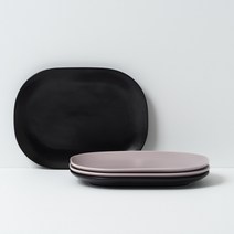 보울보울 레트로라인 오발플레이트 23cm 미드나잇블랙 2p + 라벤더바이올렛 2p, 4개입, 단품