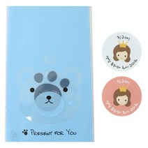 황씨네도시락 비접착 애니멀 봉투 곰 50p + 뉴 왕관 걸 스티커 50p, 1세트