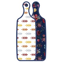 로엠디자인 블루에디션 양면 서빙 도마 블루톤플라워, 소나무화이트, 1개