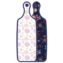 로엠디자인 블루에디션 양면 서빙 도마 블루톤플라워, 라인원형, 1개