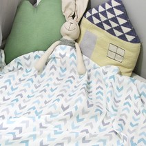 오즈맘 유아 면 이중거즈 여름 블랭킷이불 중 90 x 110 cm, 북유럽쉐보른 블루