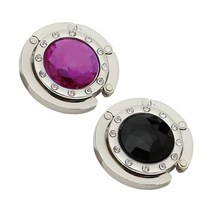 라이프플러스 크리스탈 블링블링 휴대용 가방걸이 2개입, 라벤더 퍼플, 시크 블랙, 1세트