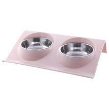 티에프펫 필로티 2구 강아지 고양이 밥그릇 애견식기, 핑크, 1개