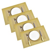 앤티스 유럽스타일 PVC 방수 테이블매트 4p, 더블사각 골드, 45 x 30cm