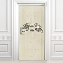 디자인수풀 빈티지 작은 천사의 날개 현관문 시트, 베이지