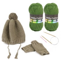 밀키코튼 뜨개실 2p + 고급줄바늘 5.0 mm + 플라스틱돗바늘 핸드워머 DIY세트, 1세트, 뜨개실 73번