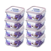 글라스락 퍼플에디션 정사각 밀폐용기 490ml, 8개