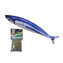 온빛펫 고양이용 꽁치물고기 인형 40cm + 캣닢 10g, 혼합 색상, 1세트