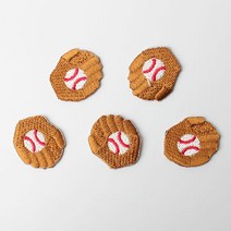 패션포인트 미니 자수 와펜 24 x 26 mm, 야구글러브 브라운, 5개입