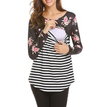 햇살 꽃무늬 스트라이프 수유 티셔츠 RC11130