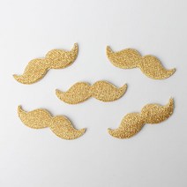 패션포인트 미니 자수 와펜 콧수염 51 x 16 mm, 골드, 5개입