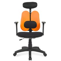 청심의자 휴먼C형 요추헤더형 우레탄바퀴 메쉬원단 의자, 오렌지
